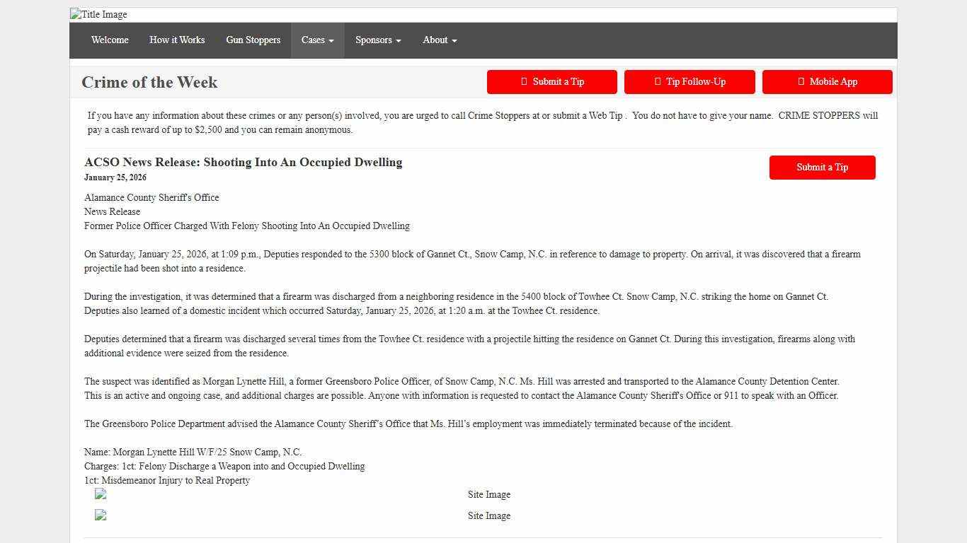 Crime of the Week - Alamance County Crime Stoppers